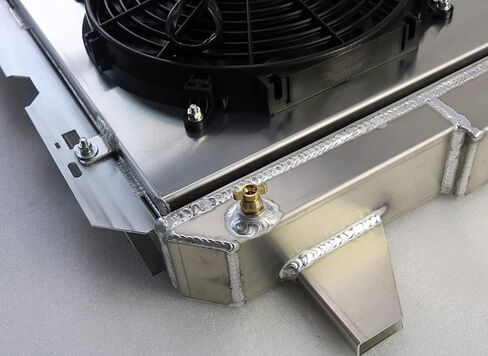 المبرد الألمنيوم لعام 1985-1997 فورد F Super Duty Bronco F150 F250 F350 F53 5.0L 5.8L 7.3 7.5L V8 Engine ، 1986 1987 1988 1989 1990 (3 ROW RADIATORS+2X 12''FAN SWAND+RELAY) in Kuwait