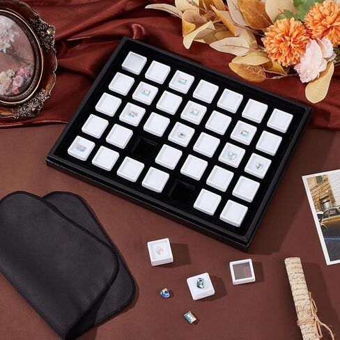 PH Pandahall 35pcs صندوق عرض الأحجار الكريمة الأسود ، الحالات الماس الأكريليك الصغيرة السائبة 1.2 بوصة مربعة مربعة مربع مربع مربع مربع مربع مع حاوية تخزين حجر الرغوة للغطاء للمقتنيات الكريستال العناصر الصغيرة in Saudi Arabia