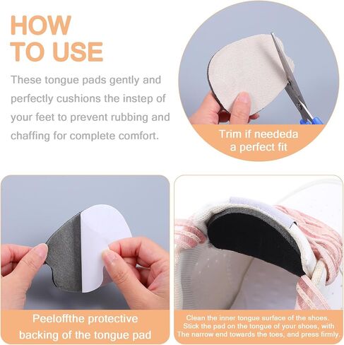 3 Pairs Felt Tongue Pads Cushion Soft Self-Adhesive Tongues Pad Non Slip Tongues Cushion Inserts Shoe Tongue Pads Felt Shoe Pad Comfort Cushions Inserts for Men Women(Black) in Kuwait