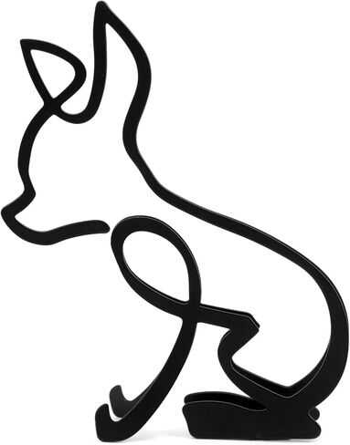 Marsrut Abstract Chihuahua Metal Dog Sculpture Minimalist Geometric Line Art Breed Wall and Table Decor Wire Art Statue for Living Room Home Office Desktop Ornament Decoration in Saudi Arabia