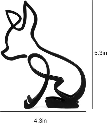 Marsrut Abstract Chihuahua Metal Dog Sculpture Minimalist Geometric Line Art Breed Wall and Table Decor Wire Art Statue for Living Room Home Office Desktop Ornament Decoration in Saudi Arabia
