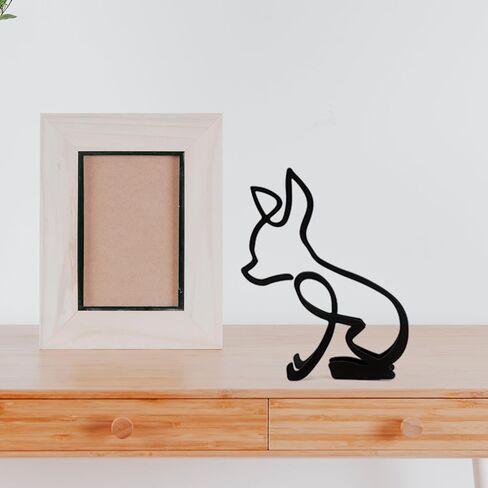 Marsrut Abstract Chihuahua Metal Dog Sculpture Minimalist Geometric Line Art Breed Wall and Table Decor Wire Art Statue for Living Room Home Office Desktop Ornament Decoration in Saudi Arabia