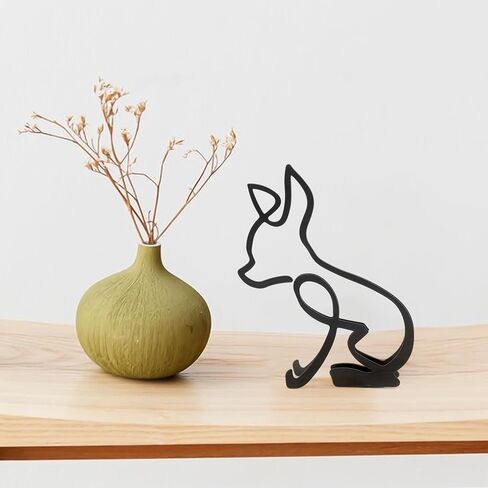 Marsrut Abstract Chihuahua Metal Dog Sculpture Minimalist Geometric Line Art Breed Wall and Table Decor Wire Art Statue for Living Room Home Office Desktop Ornament Decoration in Saudi Arabia