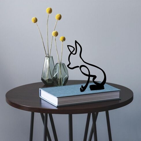 Marsrut Abstract Chihuahua Metal Dog Sculpture Minimalist Geometric Line Art Breed Wall and Table Decor Wire Art Statue for Living Room Home Office Desktop Ornament Decoration in Saudi Arabia