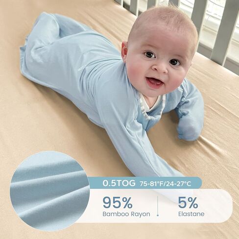ZIGJOY Shark-Fin Transition Swaddle - 0.5 Tog Rayon Made from Bamboo Sleep Sack Transitional Swaddle Sack Baby Wearable Blanket with 2-Way Zipper, Blue, 6-12 Months in Kuwait