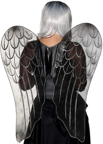 UNDERWRAPS Halloween Adult Sized Large 34" Sheer Dark Angel Fairy Wings with Glitter Trim Black in Saudi Arabia
