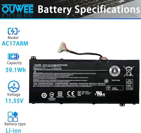 بطارية كمبيوتر محمول AP21B7Q متوافقة مع سلسلة ACER Predator Triton 300 SE PT314-52S 15.48V 76Wh 4930mAh in Saudi Arabia