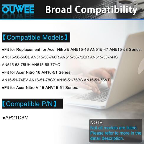 بطارية كمبيوتر محمول AP21B7Q متوافقة مع سلسلة ACER Predator Triton 300 SE PT314-52S 15.48V 76Wh 4930mAh in Saudi Arabia