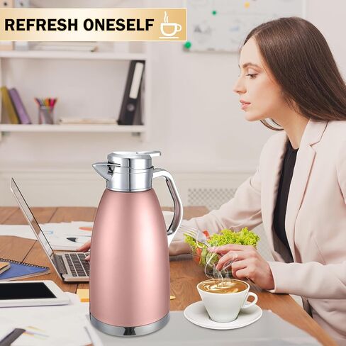 Tioncy 2 Pcs Thermal Coffee Carafe 78oz Insulated Carafe Hot Water Dispenser Stainless Steel Carafe for Hot Liquid Coffee Tea Milk with 2 Brushes Keep 12 Hours Hot 24 Hours Cold (Black) in Saudi Arabia