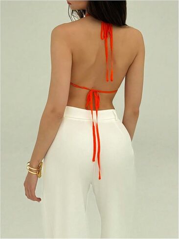 SweatyRocks Women Y2K Mesh Sequin Ruffle Hanter Tops Tops Top عاريات غير متناظرة in Kuwait