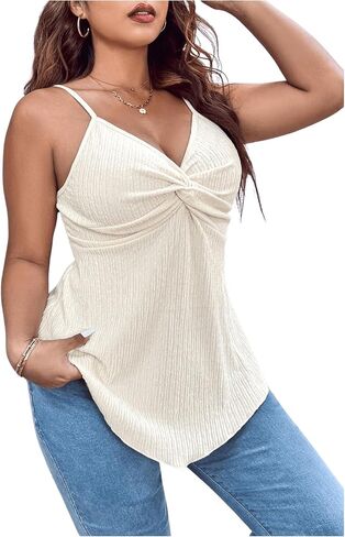Soly Hux Women’s Plus Tops Summer Sexy Out Out Tops v Neck Oblessives Twist Front Asyfymetrical Cami Top Top in Kuwait