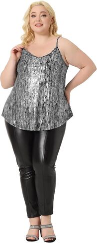 أغنيس أوريندا زائد قمم دبابات الترتر للنساء ضد برونز بريق بريق Cami Camiless Camisole in Kuwait