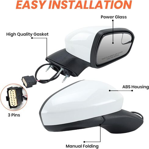 Right Passenger Side Mirror Assembly Compatible with Ford Fusion 2016-2020 Mirrors with Power Manual Folding White 3Pins in Saudi Arabia