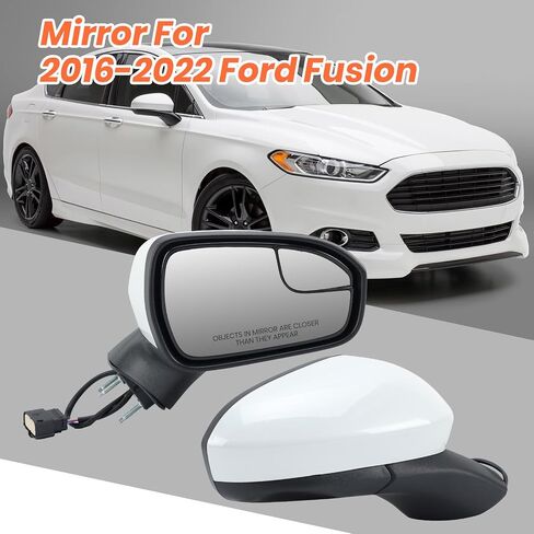 Right Passenger Side Mirror Assembly Compatible with Ford Fusion 2016-2020 Mirrors with Power Manual Folding White 3Pins in Saudi Arabia