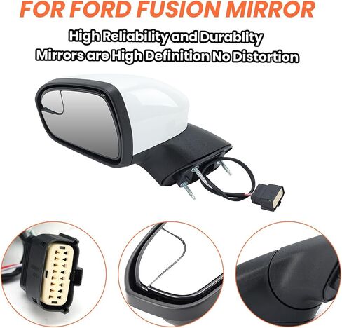 Right Passenger Side Mirror Assembly Compatible with Ford Fusion 2016-2020 Mirrors with Power Manual Folding White 3Pins in Saudi Arabia