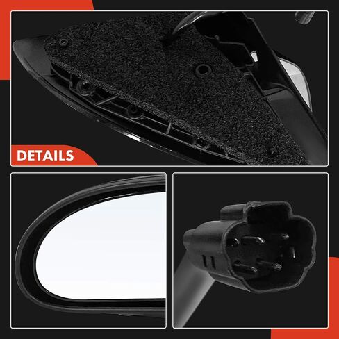 مرآة الباب الجانبية للركاب A -Premium - متوافقة مع Ford Focus 2003-2007 - مرآة مسخنة غير طيبة ، أسود خارجية - استبدل# 6S4Z17682CA in Kuwait