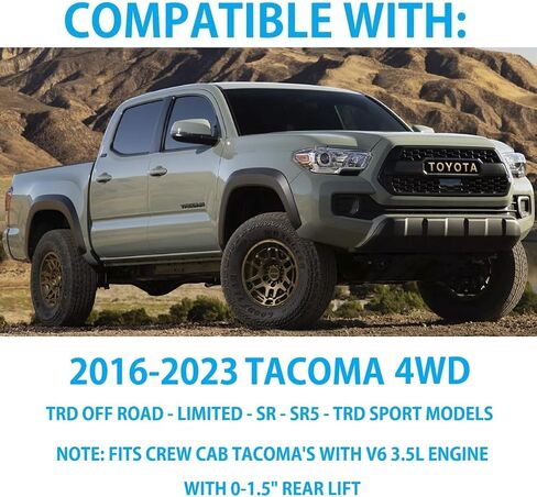 زوج من 5160 سلسلة الصدمات الخلفية تناسب 2016 2023 TACOMA TRD OFF ROAD CREW CAB 4WD V6 3.5L محرك مع 4-1.5 "المصعد الخلفي - يحسن جودة الركوب ، والتعامل والراحة - Trendsauto شارات in Kuwait