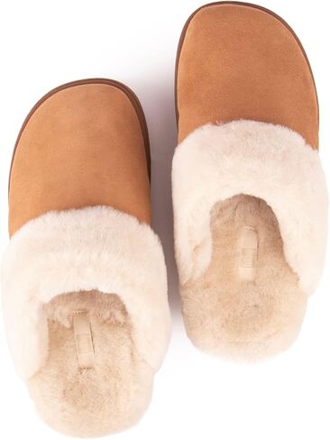 FitFlop Women's Gen-ff Shearling-Collar Suede Slippers in Saudi Arabia