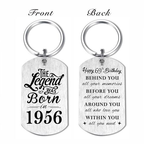 Yobent 69th Birthday Gifts for Men 1956, Happy 69th Birthday Keychain, 69 Year Old Birthday Gifts for Women, The Legend was Born in 1956 in Saudi Arabia
