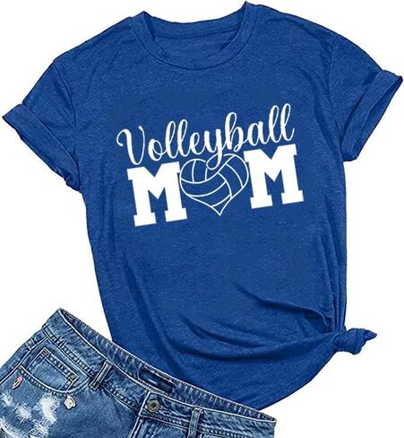Volleyball Shirts for Women Volleyball Mom Tshirt Short Sleeve Sports Ball Casual Top Game Day Graphic Tee in Saudi Arabia