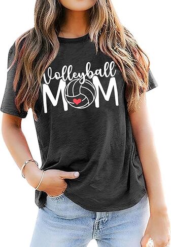 Volleyball Shirts for Women Volleyball Mom Tshirt Short Sleeve Sports Ball Casual Top Game Day Graphic Tee in Saudi Arabia