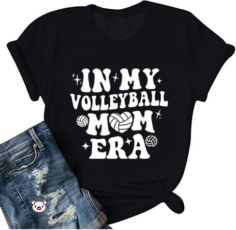 Volleyball Shirts for Women Volleyball Mom Tshirt Short Sleeve Sports Ball Casual Top Game Day Graphic Tee in Saudi Arabia