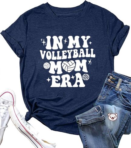 Volleyball Shirts for Women Volleyball Mom Tshirt Short Sleeve Sports Ball Casual Top Game Day Graphic Tee in Saudi Arabia