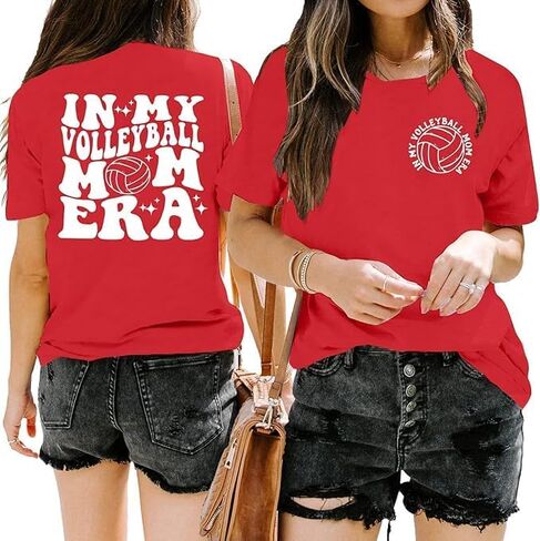 Volleyball Shirts for Women Volleyball Mom Tshirt Short Sleeve Sports Ball Casual Top Game Day Graphic Tee in Saudi Arabia