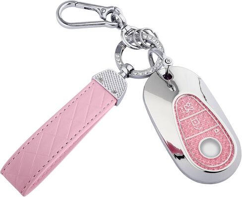 لغطاء مفتاح Mercedes Benz Key ، 4 أزرار ناعمة TPU Keys حامي BLING KEY FOB مفتاح FOB لـ EQE350 S580 C300 C-Class S-Class G-Class 2020-2024 ، Gold Pink in Saudi Arabia