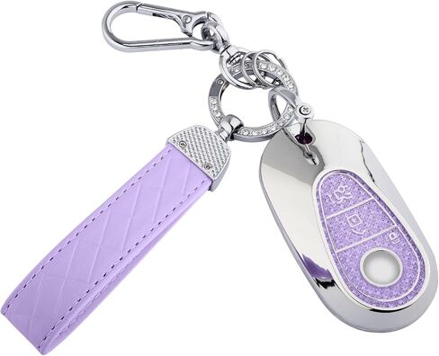 for Mercedes Benz Key Fob Cover, 4 Buttons Soft TPU Keys Protector Bling Key Fob Keychain for EQE350 S580 C300 C-Class S-Class G-Class E-Class 2020-2024, Gold Pink in Saudi Arabia
