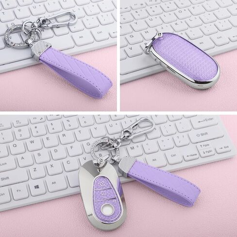 for Mercedes Benz Key Fob Cover, 4 Buttons Soft TPU Keys Protector Bling Key Fob Keychain for EQE350 S580 C300 C-Class S-Class G-Class E-Class 2020-2024, Gold Pink in Saudi Arabia