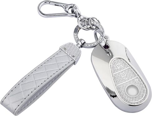 for Mercedes Benz Key Fob Cover, 4 Buttons Soft TPU Keys Protector Bling Key Fob Keychain for EQE350 S580 C300 C-Class S-Class G-Class E-Class 2020-2024, Gold Pink in Saudi Arabia