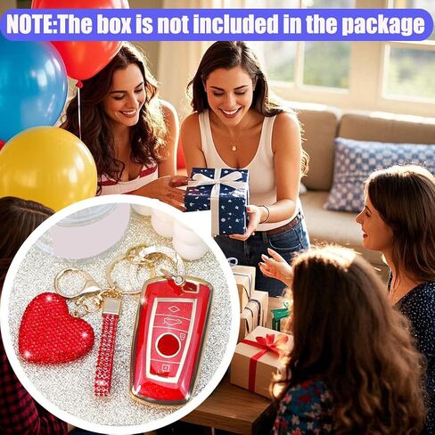 Key Fob Cover with Diamond Keychain Car Key Holder Compatible with BMW X1 X3 X4 X5 X6 1 2 4 5 6 7 M3 M5 M6 GT3 GT5 G30 F10 F15 F16 F20 Protector for Women, 3 Buttons (White-Heart) in Kuwait