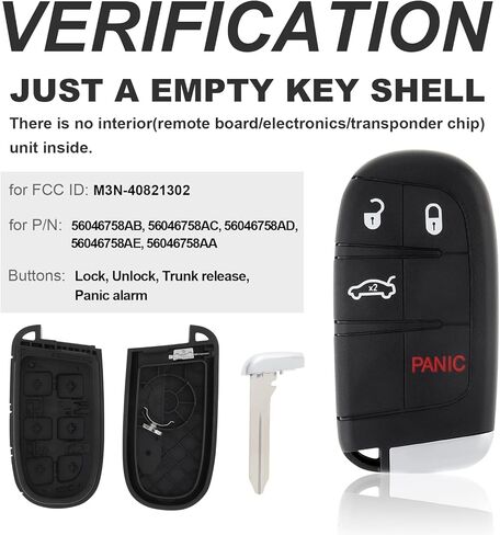 Key FOB Cover Case Placed For Chrysler 300 ، Dodge Charger ، Challenger ، Dart - 4 Button Remote بدون مفتاح. in Saudi Arabia