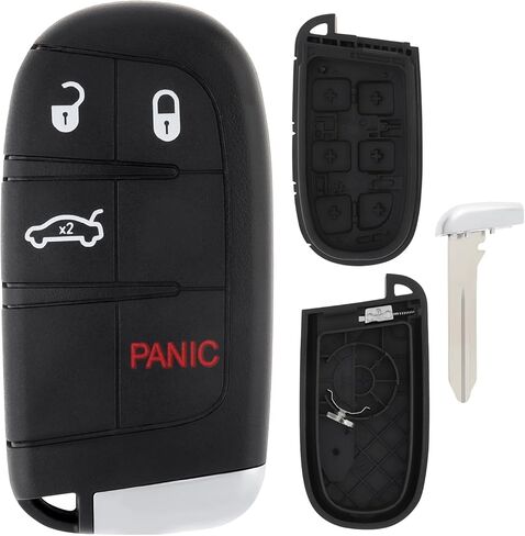Key FOB Cover Case Placed For Chrysler 300 ، Dodge Charger ، Challenger ، Dart - 4 Button Remote بدون مفتاح. in Saudi Arabia