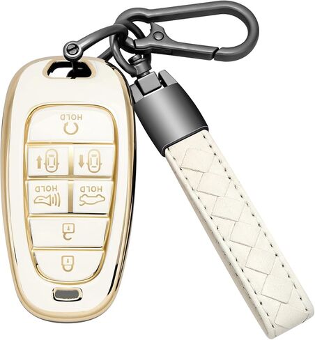 for Hyundai Key Fob Cover with Keychain Soft TPU Car Key Case Holder 360 Degree Protection for 2019-2024 Hyundai Palisade Sonata Santa fe Tucson 7 Buttons Smart Key(B Black) in Saudi Arabia