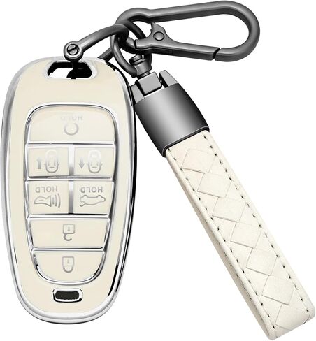 for Hyundai Key Fob Cover with Keychain Soft TPU Car Key Case Holder 360 Degree Protection for 2019-2024 Hyundai Palisade Sonata Santa fe Tucson 7 Buttons Smart Key(B Black) in Saudi Arabia