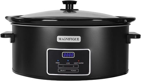 MAGNIFIQUE 6 Quart Programmable Slow Cooker Removable Healthy Nonstick Pot - Small Kitchen Appliance for Family Dinners - Serves 6+ People - Heat Settings: Keep Warm Olive in Saudi Arabia