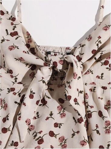 Floerns Women's Floral Print Ruffle Hem Camisole Tie Front Shirred Holiday Cami Top in Saudi Arabia