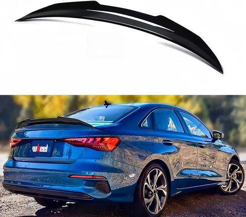 Rear Trunk Spoiler Compatible with 2014-2020 Audi A3 S3 RS3, High Kick PSM Style Spoiler Fits for 14-20 Sedan 4 Door, Exterior Duckbill Spoiler Wing Lip (Carbon Fiber Pattern) in Saudi Arabia