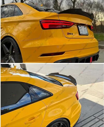 Rear Trunk Spoiler Compatible with 2014-2020 Audi A3 S3 RS3, High Kick PSM Style Spoiler Fits for 14-20 Sedan 4 Door, Exterior Duckbill Spoiler Wing Lip (Carbon Fiber Pattern) in Saudi Arabia