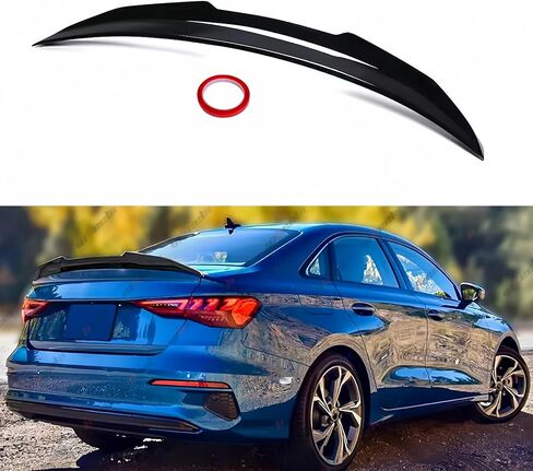 Rear Trunk Spoiler Compatible with 2014-2020 Audi A3 S3 RS3, High Kick PSM Style Spoiler Fits for 14-20 Sedan 4 Door, Exterior Duckbill Spoiler Wing Lip (Carbon Fiber Pattern) in Saudi Arabia
