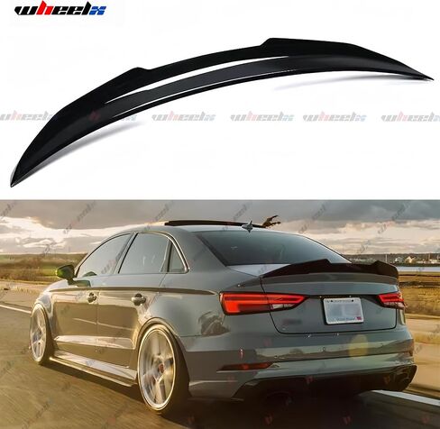Rear Trunk Spoiler Compatible with 2014-2020 Audi A3 S3 RS3, High Kick PSM Style Spoiler Fits for 14-20 Sedan 4 Door, Exterior Duckbill Spoiler Wing Lip (Carbon Fiber Pattern) in Saudi Arabia