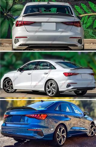 Rear Trunk Spoiler Compatible with 2014-2020 Audi A3 S3 RS3, High Kick PSM Style Spoiler Fits for 14-20 Sedan 4 Door, Exterior Duckbill Spoiler Wing Lip (Carbon Fiber Pattern) in Saudi Arabia