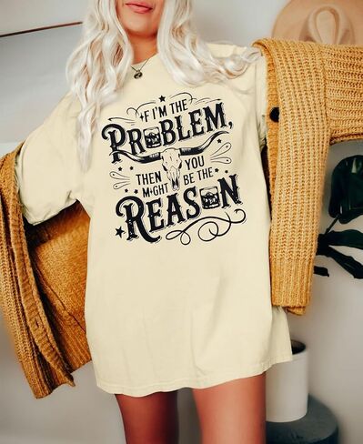 أنا قميص مشكلة النساء القمصان الغربية Cowgirl Tshirt Retro Cow Skull Tees Country Music Tops Short in Kuwait
