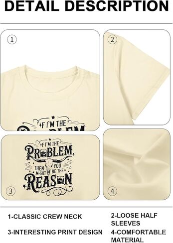 أنا قميص مشكلة النساء القمصان الغربية Cowgirl Tshirt Retro Cow Skull Tees Country Music Tops Short in Kuwait