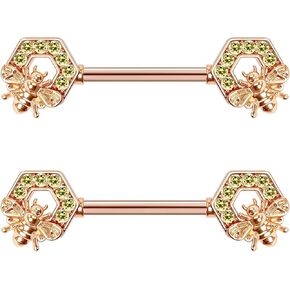 Bee Nipple Rings 14G Surgical Steel 316L 2pcs Honeycomb Nipple Barbells Pearl Nipple Rings Body Piercing Jewelry for Women… in Saudi Arabia