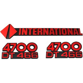 3pcs مجموعة دولية 4700 DT466 Emblems Side and Front Badge Logo Progo for International Truck (Red) in Kuwait