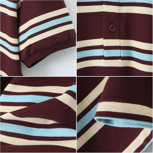 قميص y2k للنساء مخطط للرجبي زر collared رقبة لأعلى البولو الأكمام القصيرة القديمة tee preppy grunge streetwear top in Kuwait