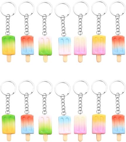 Toyvian 14pcs Creative Keychains Adorable Gradient Ice Cream Key Ring Pendants for Bags Crafts Multipurpose Hanging Ornaments with Workmanship in Saudi Arabia